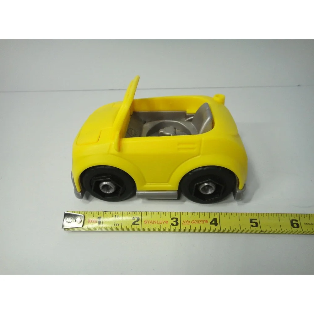 Fisher Price Little People Yellow Convertible Toy Car with Smiling Face and Hood